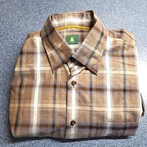 Robert Talbott Brown Plaid Button Down Shirt XL, LUM33073, NWT